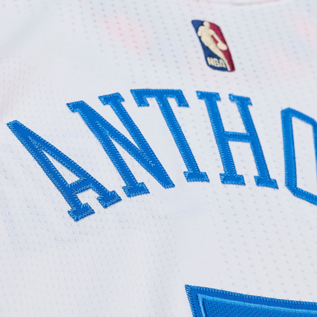 Men's Mitchell & Ness Carmelo Anthony White New York Knicks 2015-16 Hardwood Classics Authentic Jersey