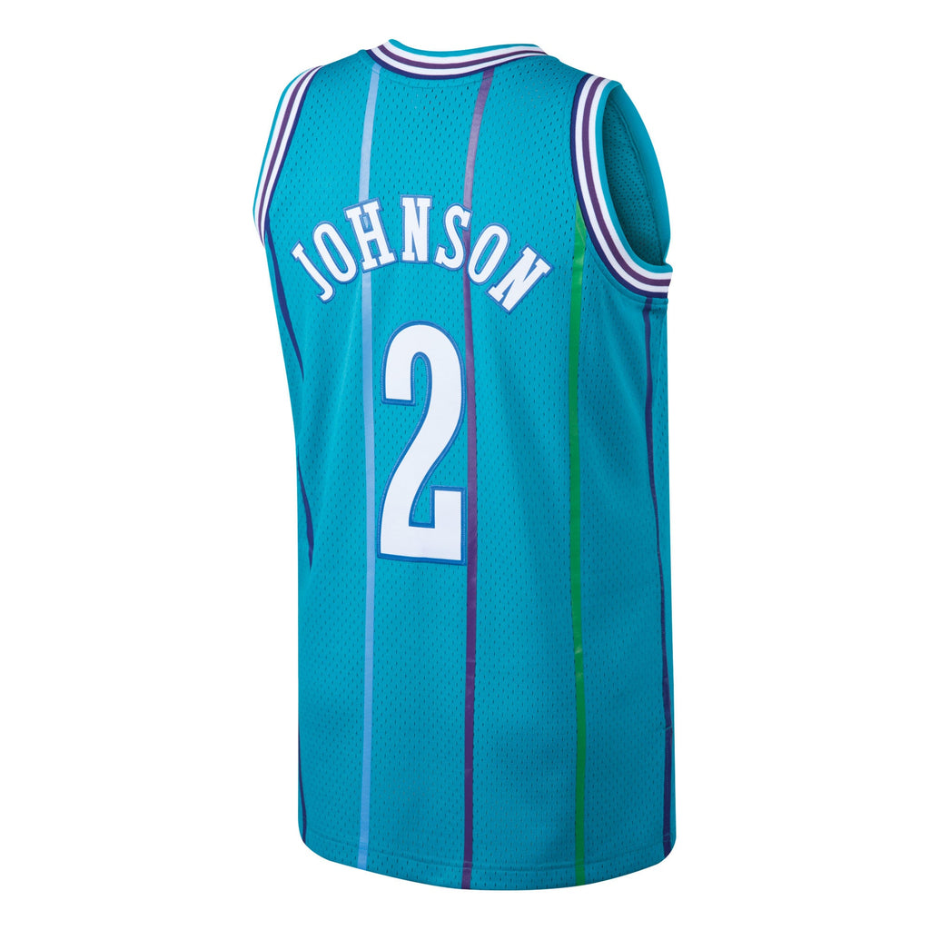 Men's Mitchell & Ness Larry Johnson Teal Charlotte Hornets 1992-93 Hardwood Classics Swingman Jersey